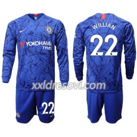 Chelsea Willian 22 Domaći Dječji Komplet Dresovi za Nogomet 2019-2020 Dugim Rukavima (+ kratke hlače)